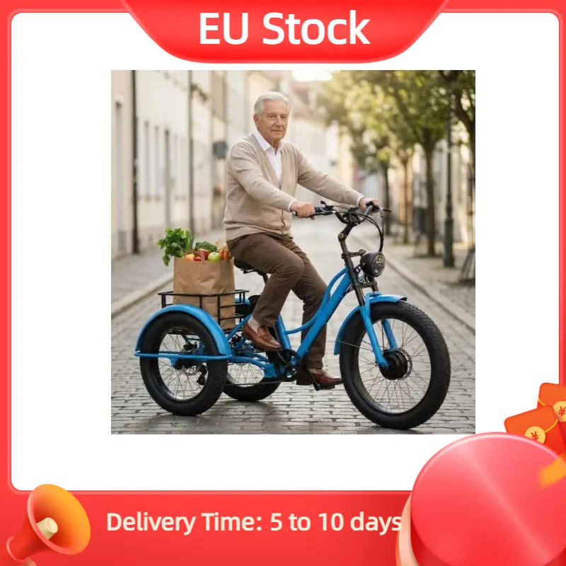 Leistungsstarkes Elektrofahrrad für Erwachsene, Fat Tire 750W, All-Terrain-Elektrodreirad, 3-Rad-Elektro-Lastenfahrrad, Schnee- und Bergfahrrad
