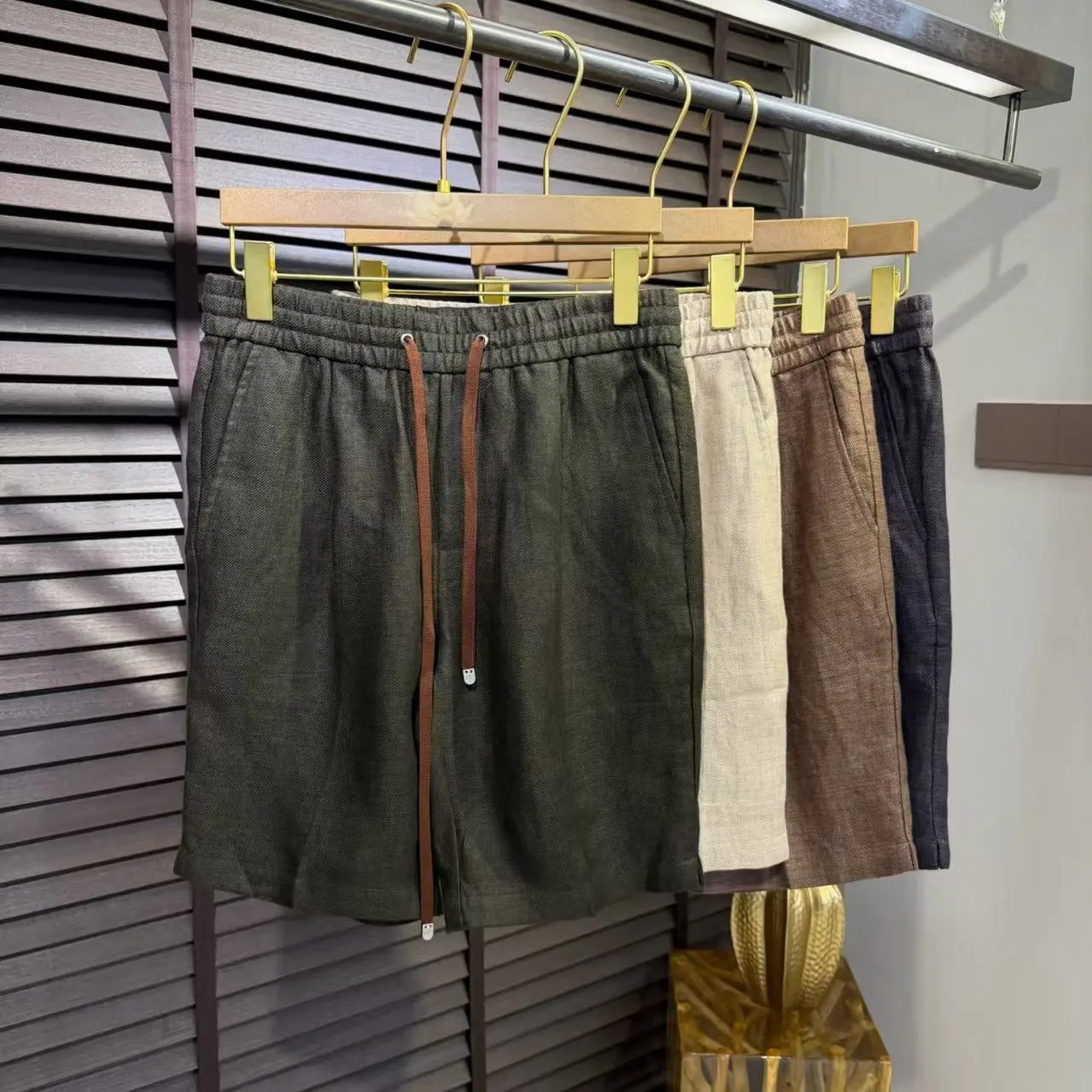 

Italian LP linen casual sports loose drawstring five-point pants