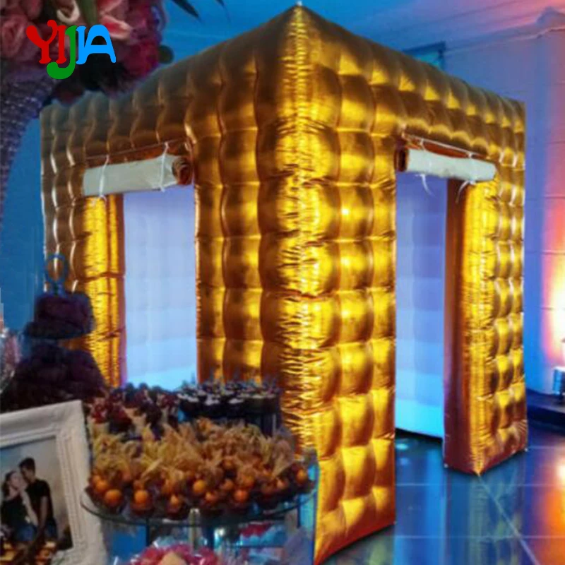 

Надувной фотобокс-куб 360° (8 футов) золотого/серебряного цвета с LED-подсветкой для мероприятий, свадеб и рекламы