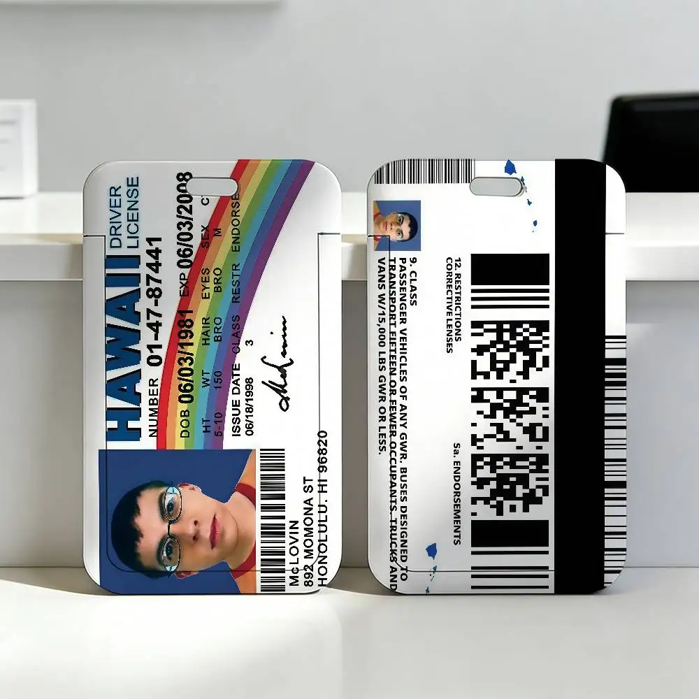 Funny M-McLovin ID F-Fogell Q Plastic Slide Cover Lanyard Work ID