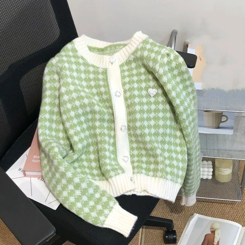 2024 Autumn/Winter Korean Edition New Small Fragrant Style Color Contrasting Fashion Knitted Sweater Trend