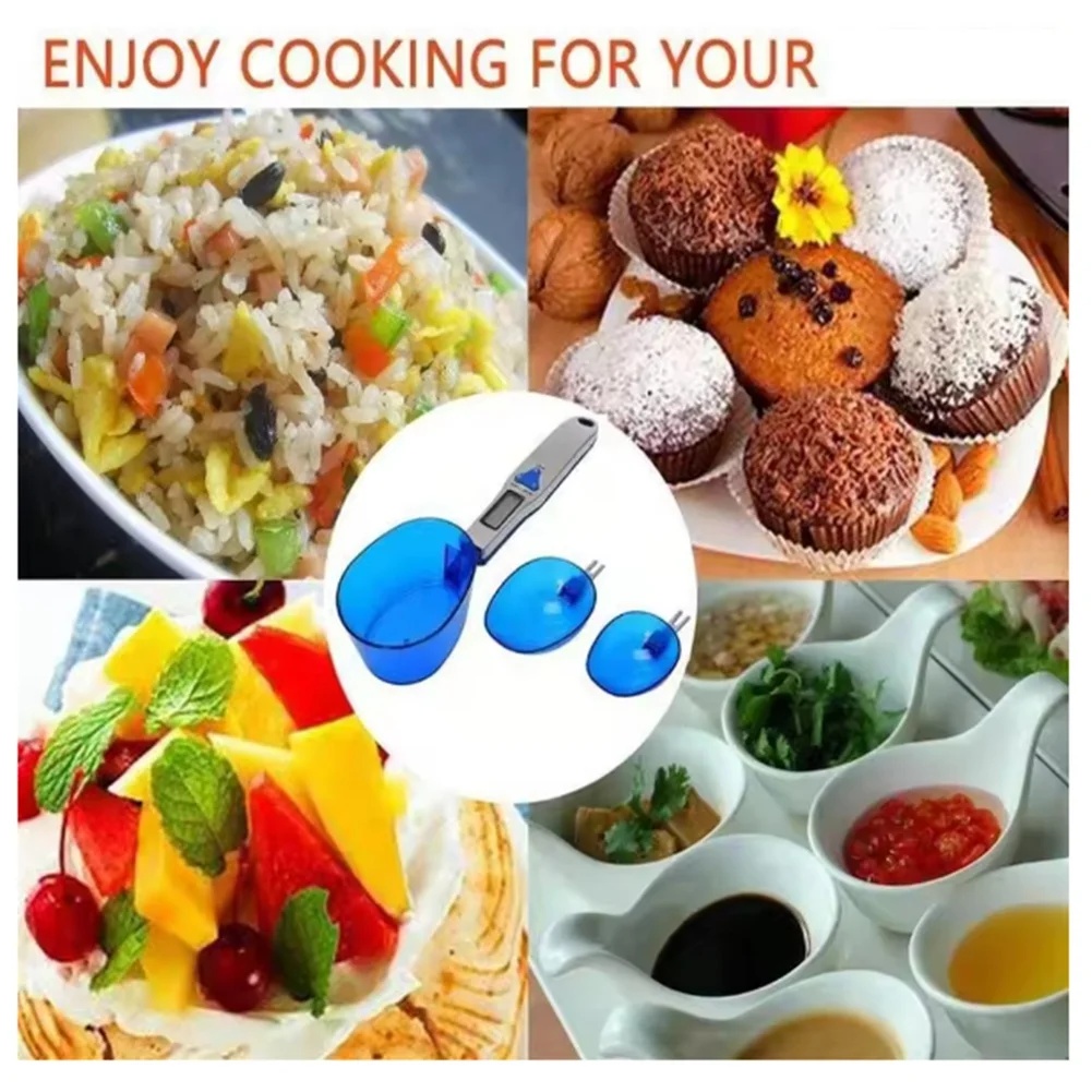 AB43-전자 디지털 주방 저울 3개의 계량 스푼 포함 음식 저울 우유 밀가루 향신료 계량용 500G/0.1G