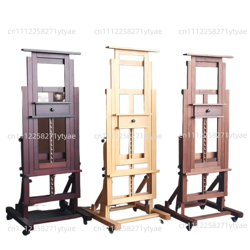 Beech Easel for Art Students Log Color Walnut Multi-functional Flat Dual-purpose Liftable Floor Easel Large Flat Easel