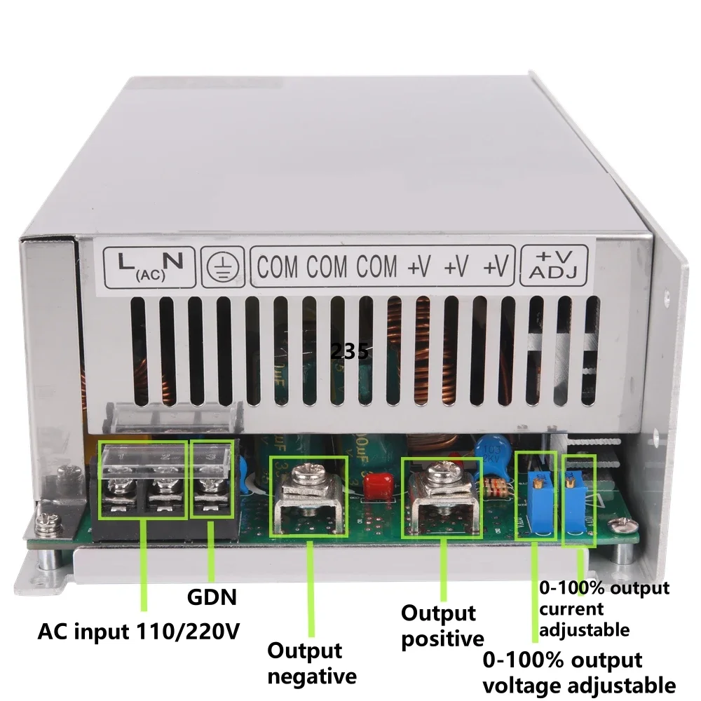 Adjustable 500W 600W 1000W 1500W Power Supply 0-12V 15V 24V 36V 48V 60V 72V 85V 90V 110V 150V 200V 110/220V Ac To Dc Smps