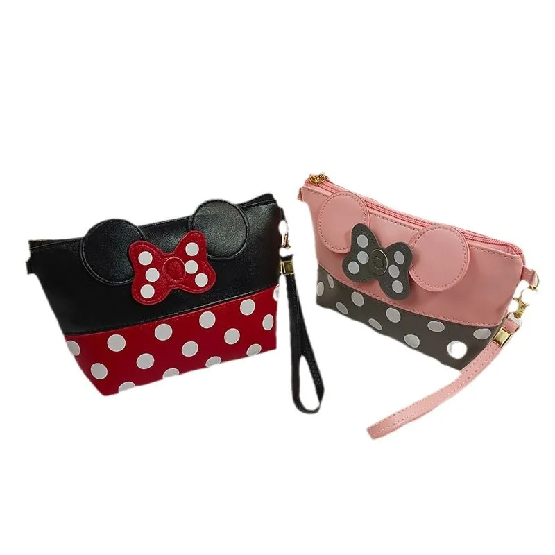 Disney Minnie Mouse Coin Purse Cartoon Leather Travel Cosmetic Bag Cute Portable Cosmetic Bag Toiletry Bag image 3