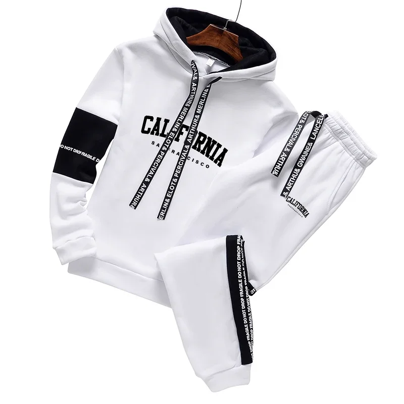 California Mens Tracksuit Fashion Print Hooded Sweatshirt Suit or Tops or Pants Simplicity Jogging Sports Casual Clothing S-3XL