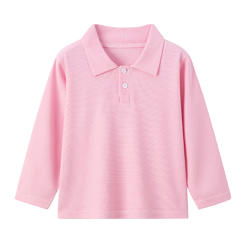 Kinder-Poloshirt mit langen Ärmeln für den Herbst, einfarbig, mehrfarbig, geeignet für Männer und Frauen, bequem für zu Hause. – Detail 6