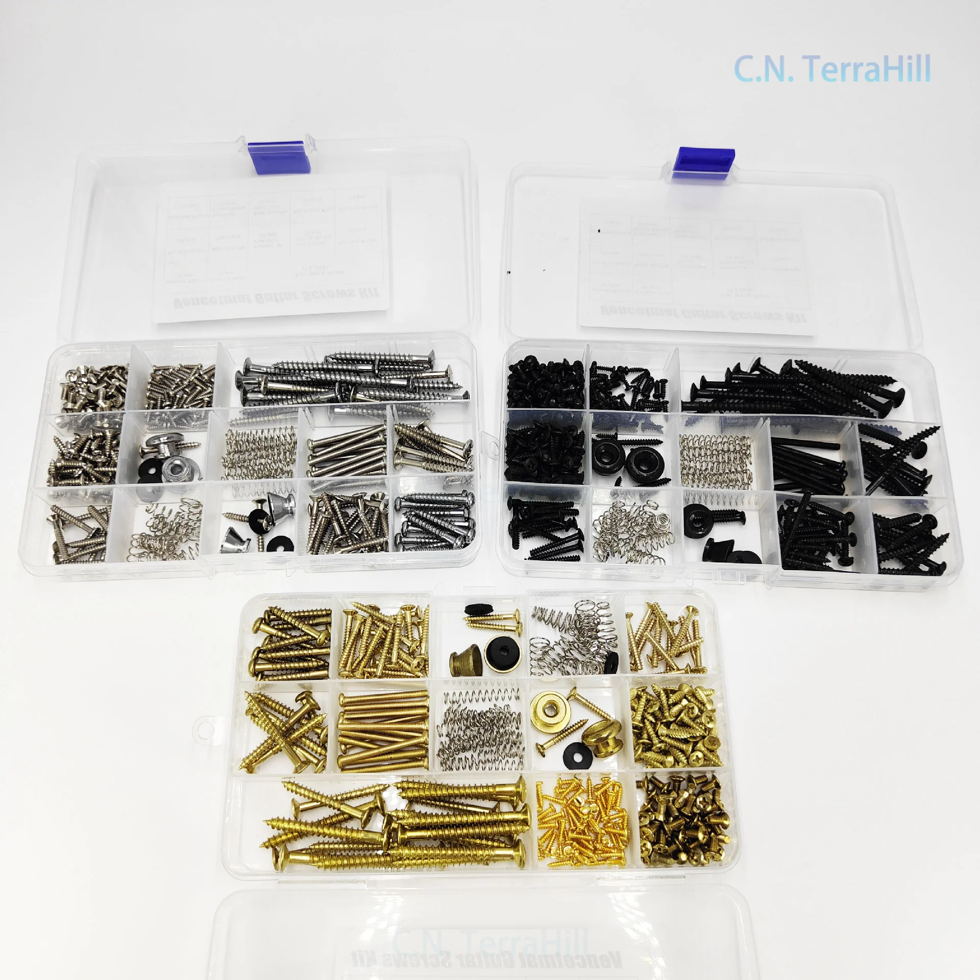 Guitar Repair Tool Kit with 266 Screws and Strap Buttons, Universal Luthier Screw Storage Box for Guitar Maintenance