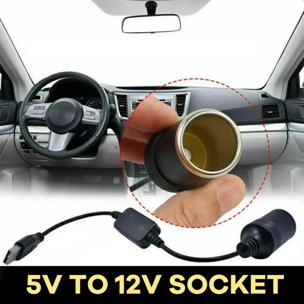 35cm/120cm Cigarette Igniter Adapter Professional 5V Male to 12V Female USB Cigarette Igniter Socket for Car