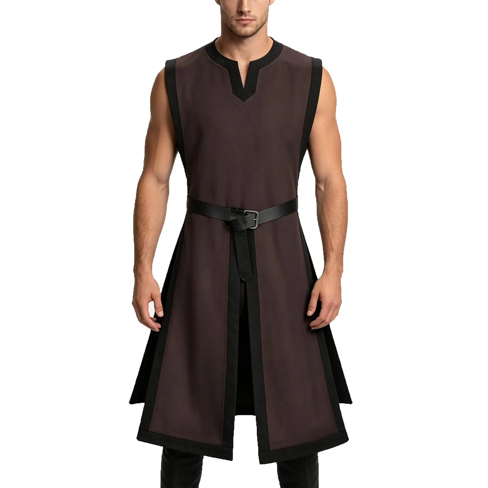 

Mens Medieval Renaissance Viking Knight Cape Robe Tunic Viking Knight Pirate Vintage Stage Performance Clothing Men's LARP Robe