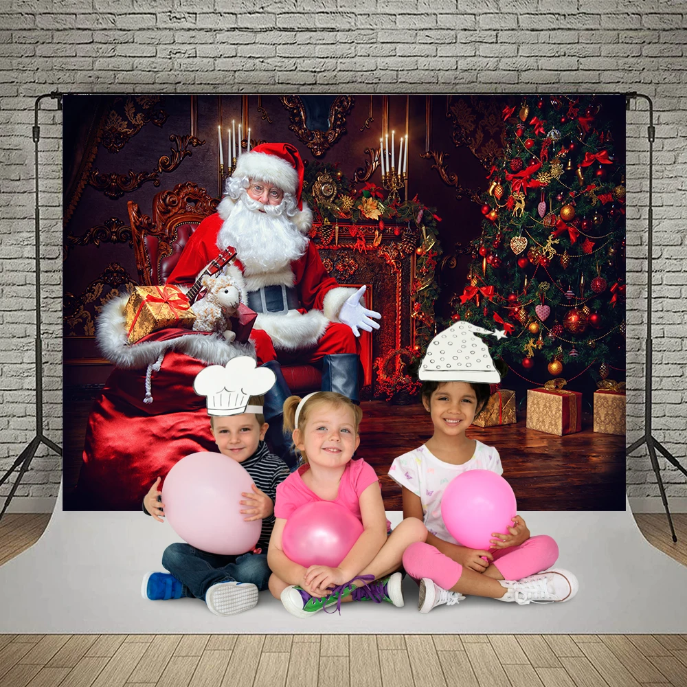 Merry Christmas Santa Claus Theme Photography Backdrop Children Kids Portrait Photocall Background Props Photo Studio Photophone