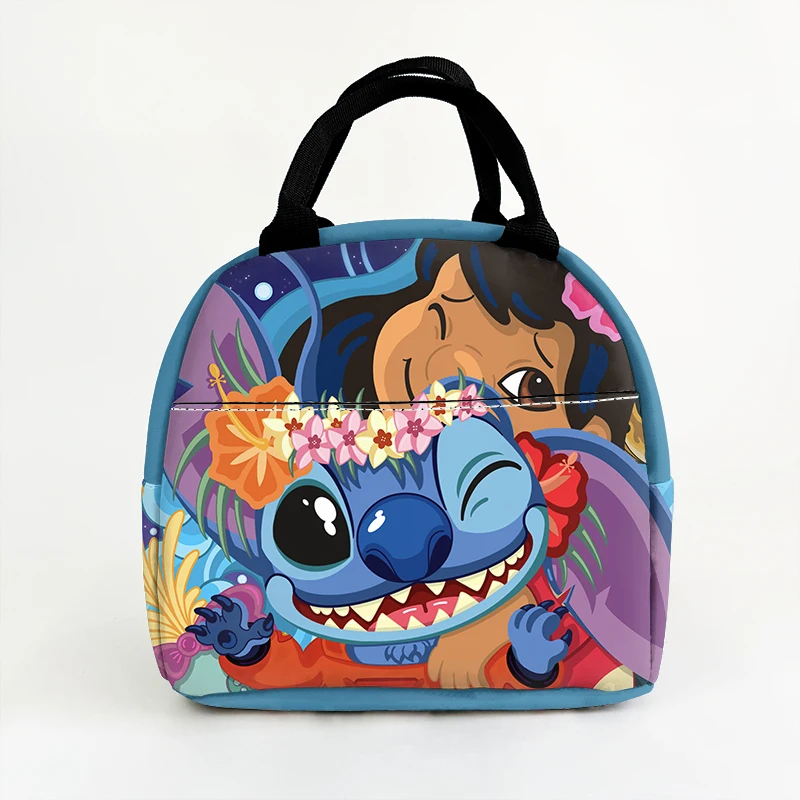 Disney Lilo Stitch S4480 Anime Shoulder Bags Customized PU Cartoon Lunch Bag Casual Tote Storage Handbag Gift