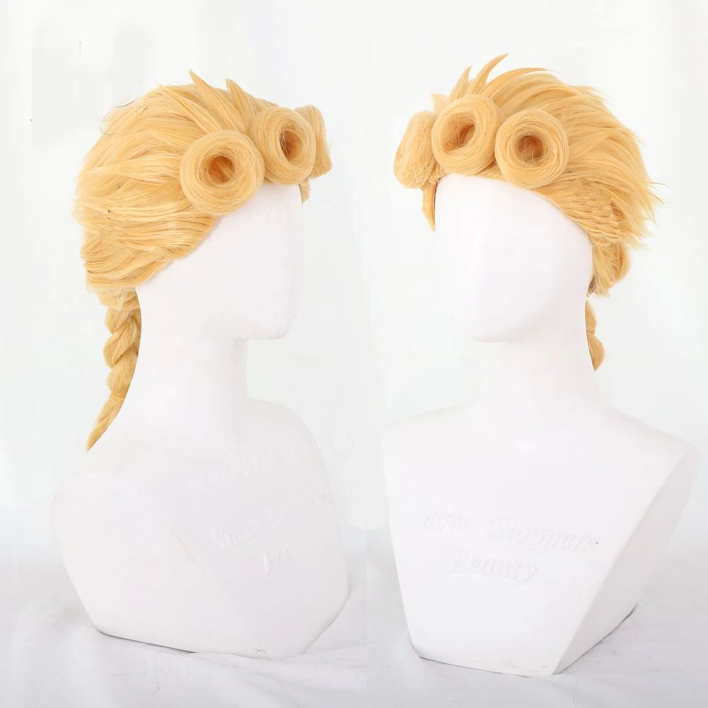 Golden Blonde Victory Rolls Braid Cosplay Wig with Donut Curls Anime Halloween Costume