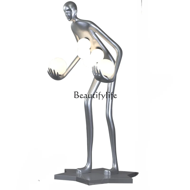 Creative Human-Shaped Art Sculpture Floor Ornaments Luminous Club FRP Large Figure Ornaments