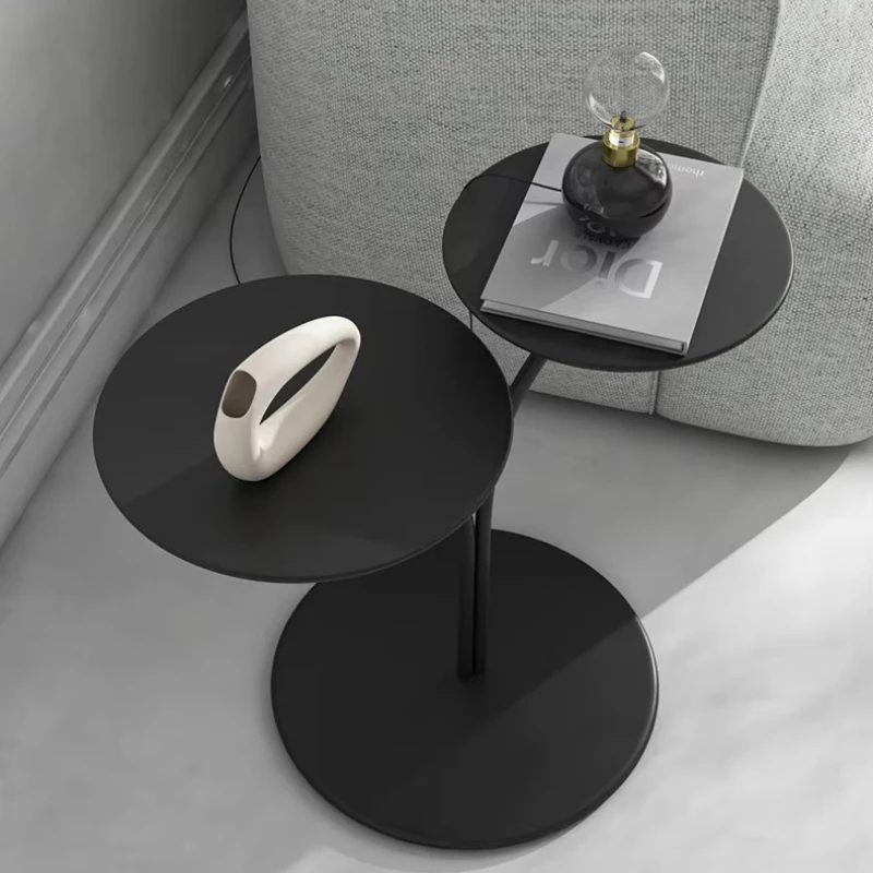 Nordic Black Metal Side Table Round Iron End Table for Living Room Creative Corner Desk Versatile