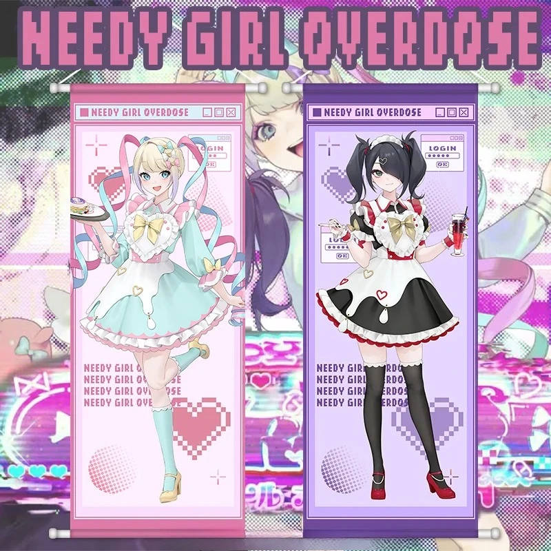 雨のアニメスクロールキャンバス壁掛け絵画家の装飾アニメポスター壁アート部屋の装飾75X28cm女の子を追い払うギフト