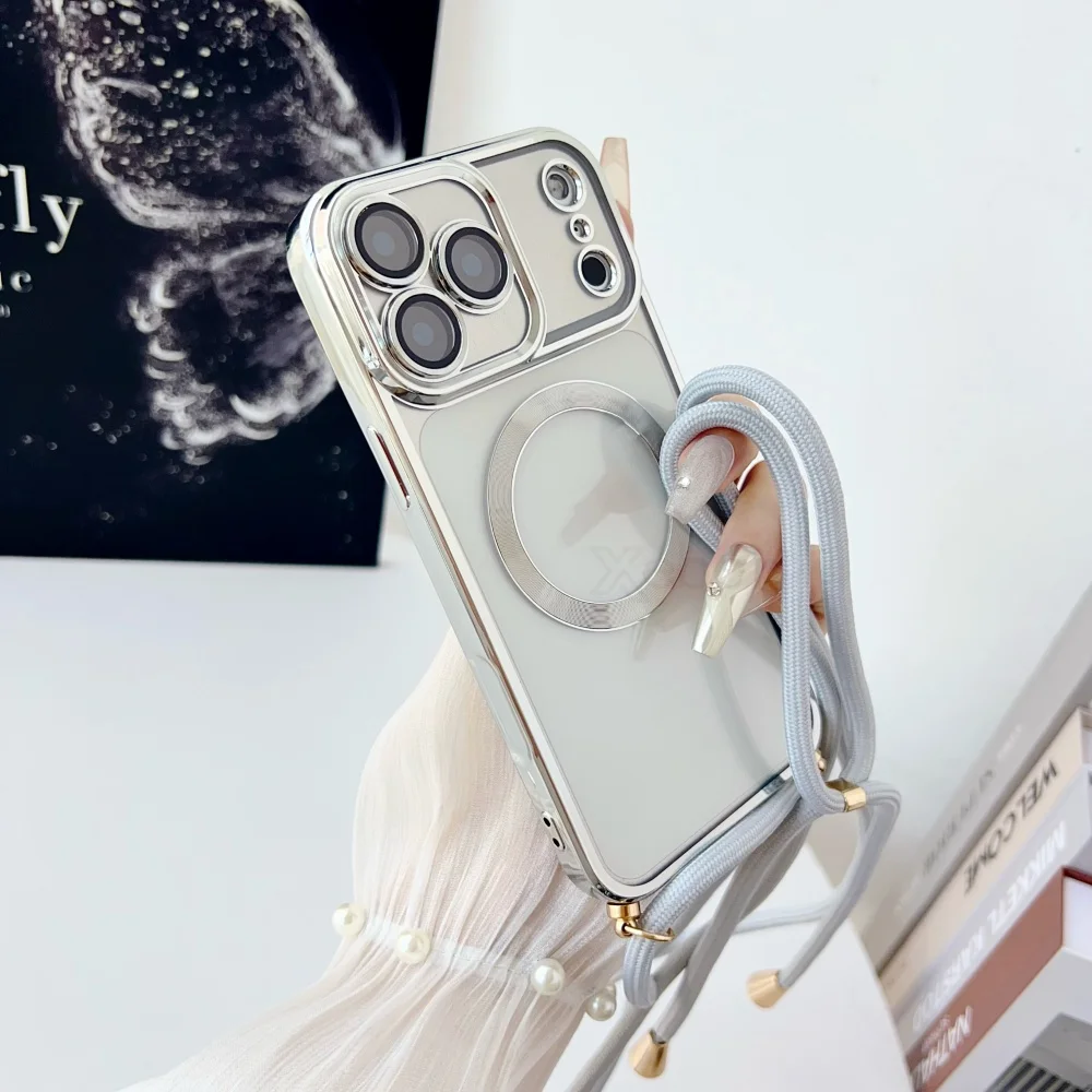 Magnetisches Crossbody-Lanyard-Band für Magsafe, durchsichtige Handyhülle für iPhone 18 17 Pro Max 16 15 Plus 14 13 12 11, weiche Abdeckung – Detail 13