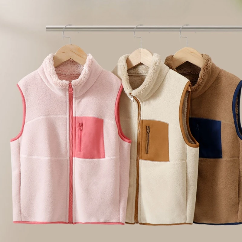 

Kids Vest Thermal Fleece Lined Winter Sleeveless Jacket Coat for Boys Girls Thick Warm Tops School Casual Teen Child Outerwear