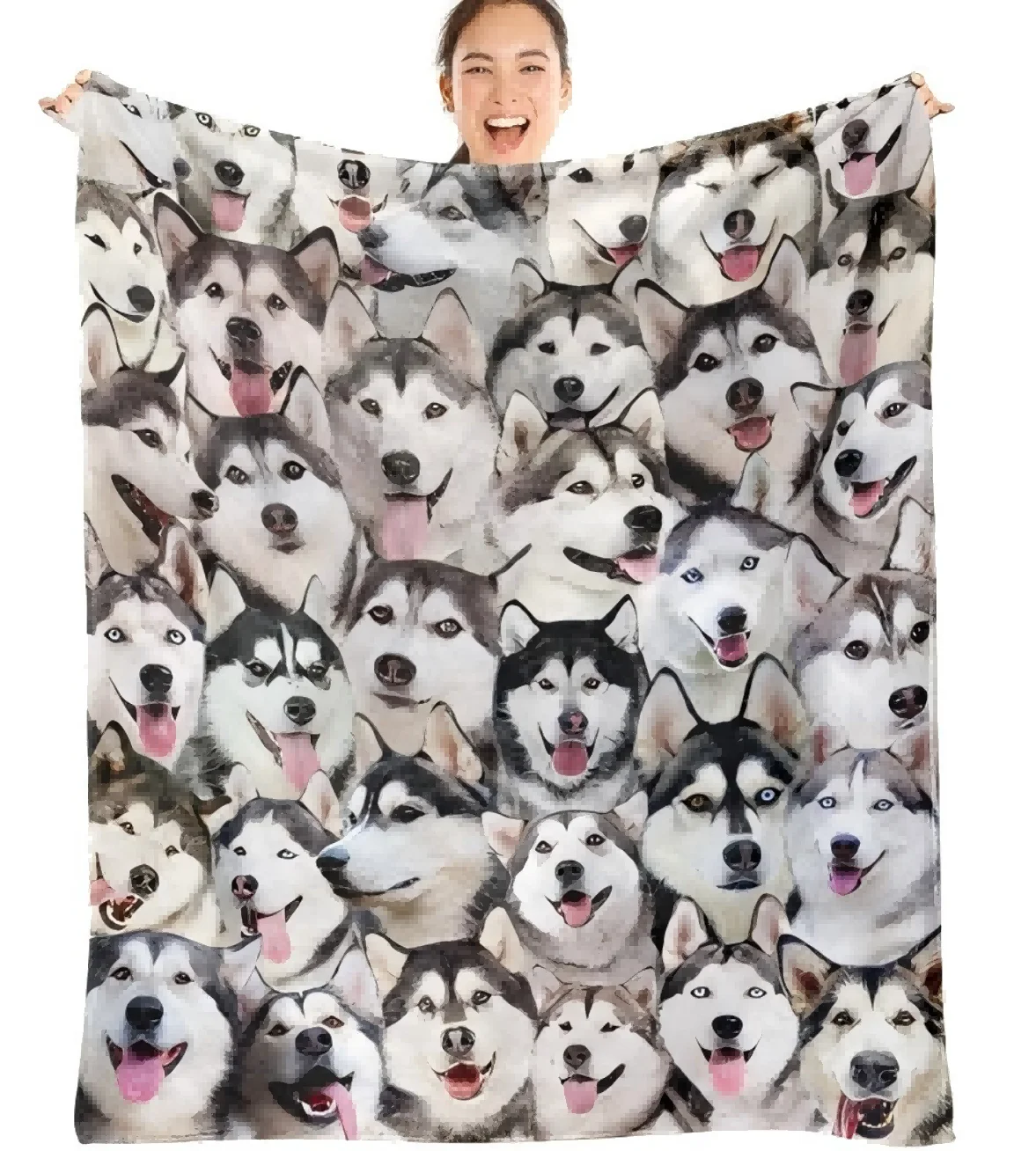 بطانية VIKAMA Husky Dog عبارة عن بطانية حيوانات أليفة ناعمة ومريحة من الفلانيل للقطط والكلاب هدية مثالية لمحبي الكلاب والقطط