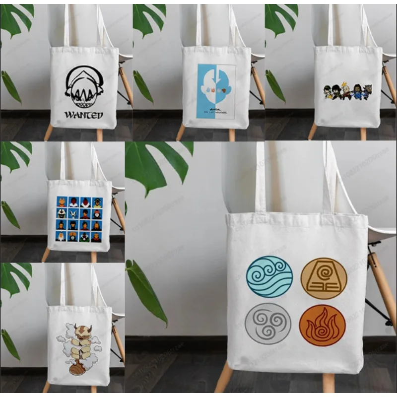

Avatar The Last Airbender Shopping Bag Printed Funny Kawaii White Unisex Fashion Travel Canvas Makeup Bags Home Decoration Gift