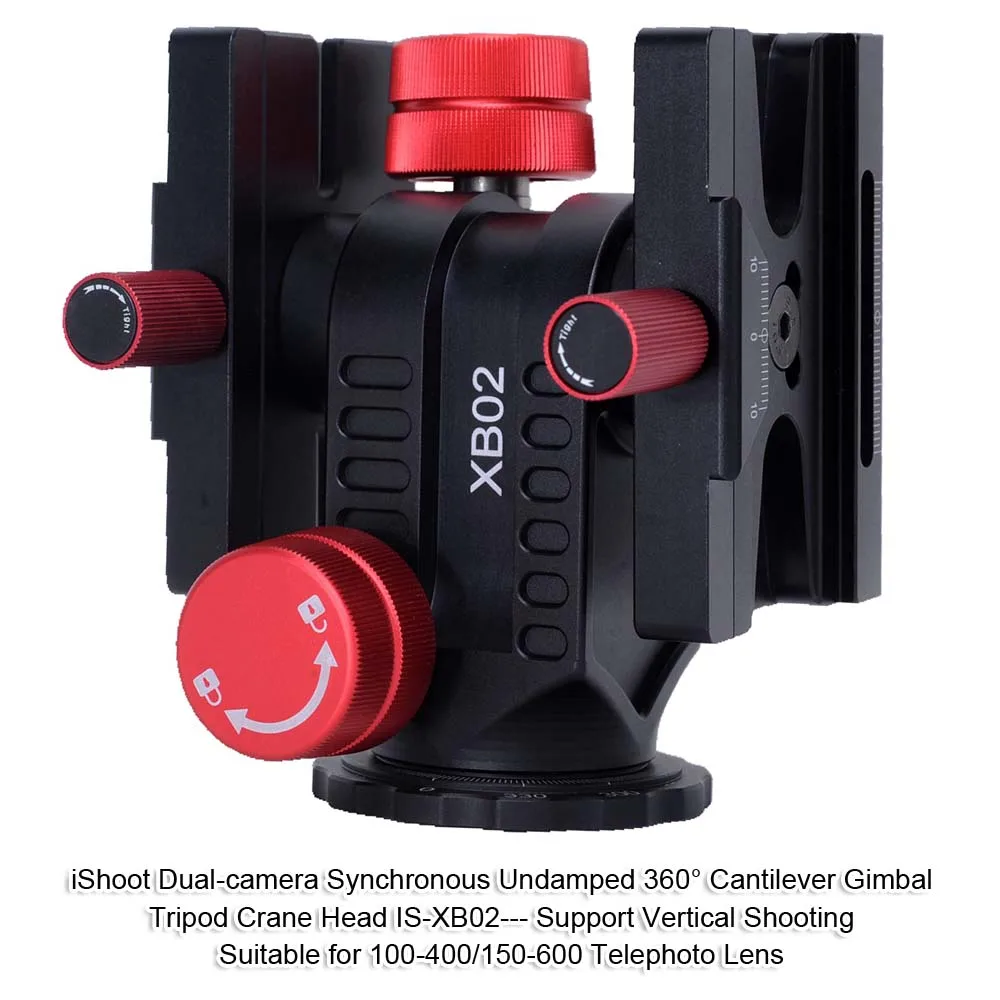 Dual-camera Sync 360° Cantilever Gimbal Tripod Crane Head for Tamron 150-500mm F5-6.7 Di III VC VXD Telephoto Long-Focus Lens