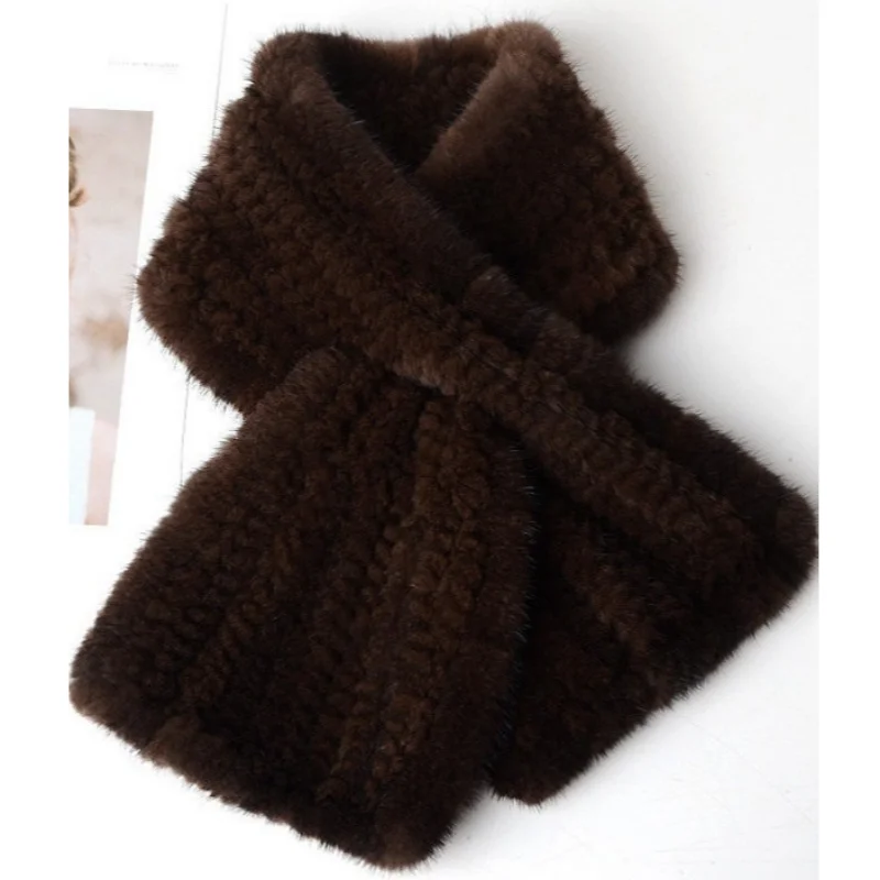 QIXHFUR Mink Fur Scarf Women Adult Keep Warm None Outdoor Plush Neckerchief Elementary Goods New Arrival
