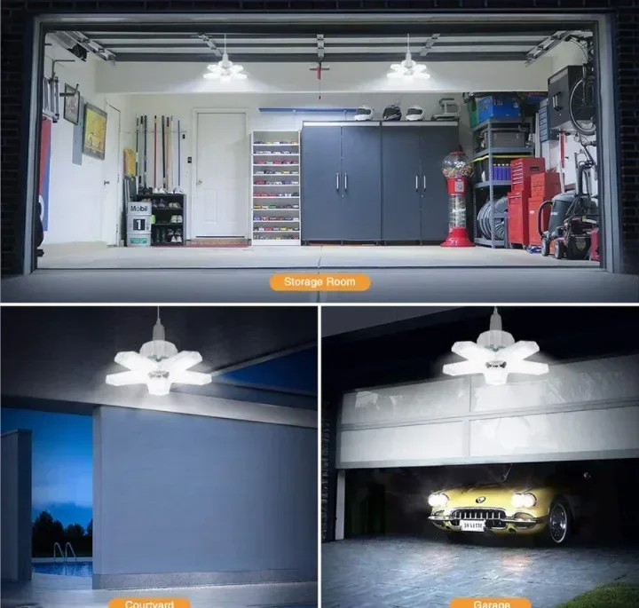 Lumière LED haute luminosité pliable à cinq feuilles, 80 W, 100 W, 5 + 1, éclairage industriel pour garage, éclairage d'usine, 1 PC, 2 PC, 4PC