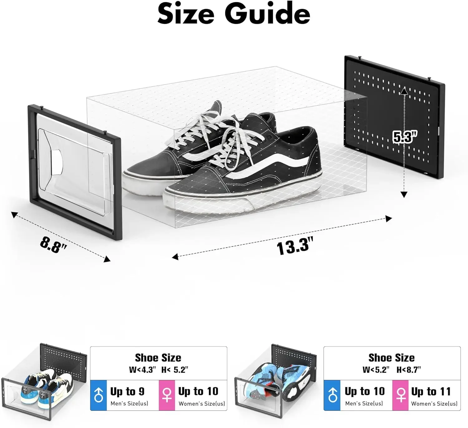 Shoe Storage Box, 15 Pack Clear Plastic Stackable  Organizer for Closet, Interlocking Design  Container Bins