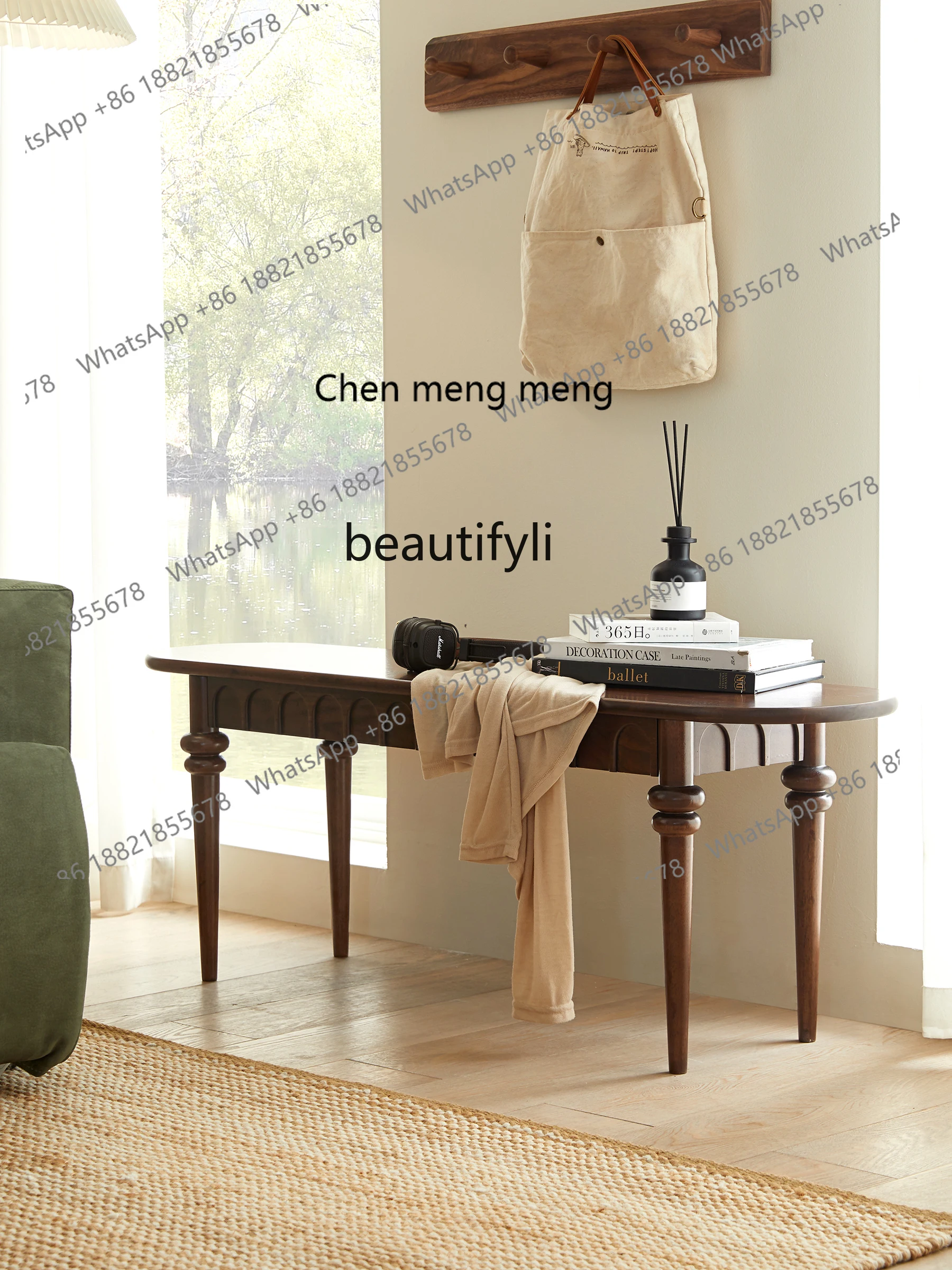 X Solid Wood Long Bench Long Dining Chair Restaurant Bench Home Nordic Simple Dining Stool Vintage American Style