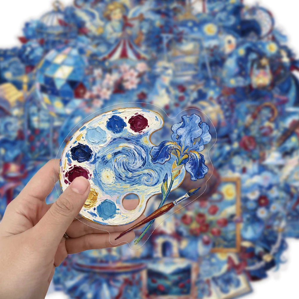 50/100PCS Creative Impression Van Gogh PET Transparent Stickers Exquisite DIY Handbooks Notebook Personalized Stickers