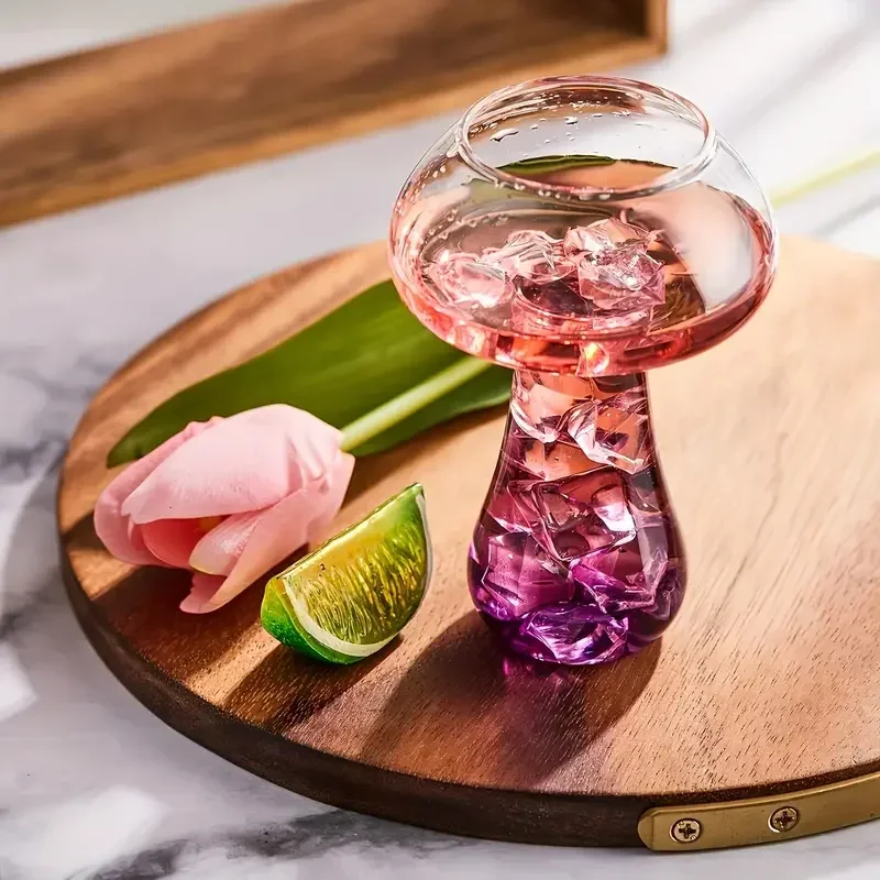 Kreative Pilz-Cocktail-Glastassen, transparente Getränke, Bier, Weingläser, Kaffeetassen, Trinkgeschirr für Bar, Partys, Heimtrinken ﻿