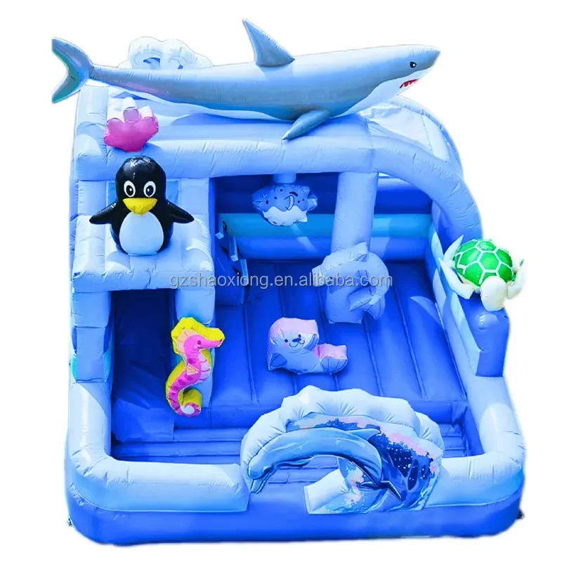Portable Commercial Inflatable Ocean Theme Bounce House Slide Combo Inflatable Castle Bouncer Jumping Playground with Ball