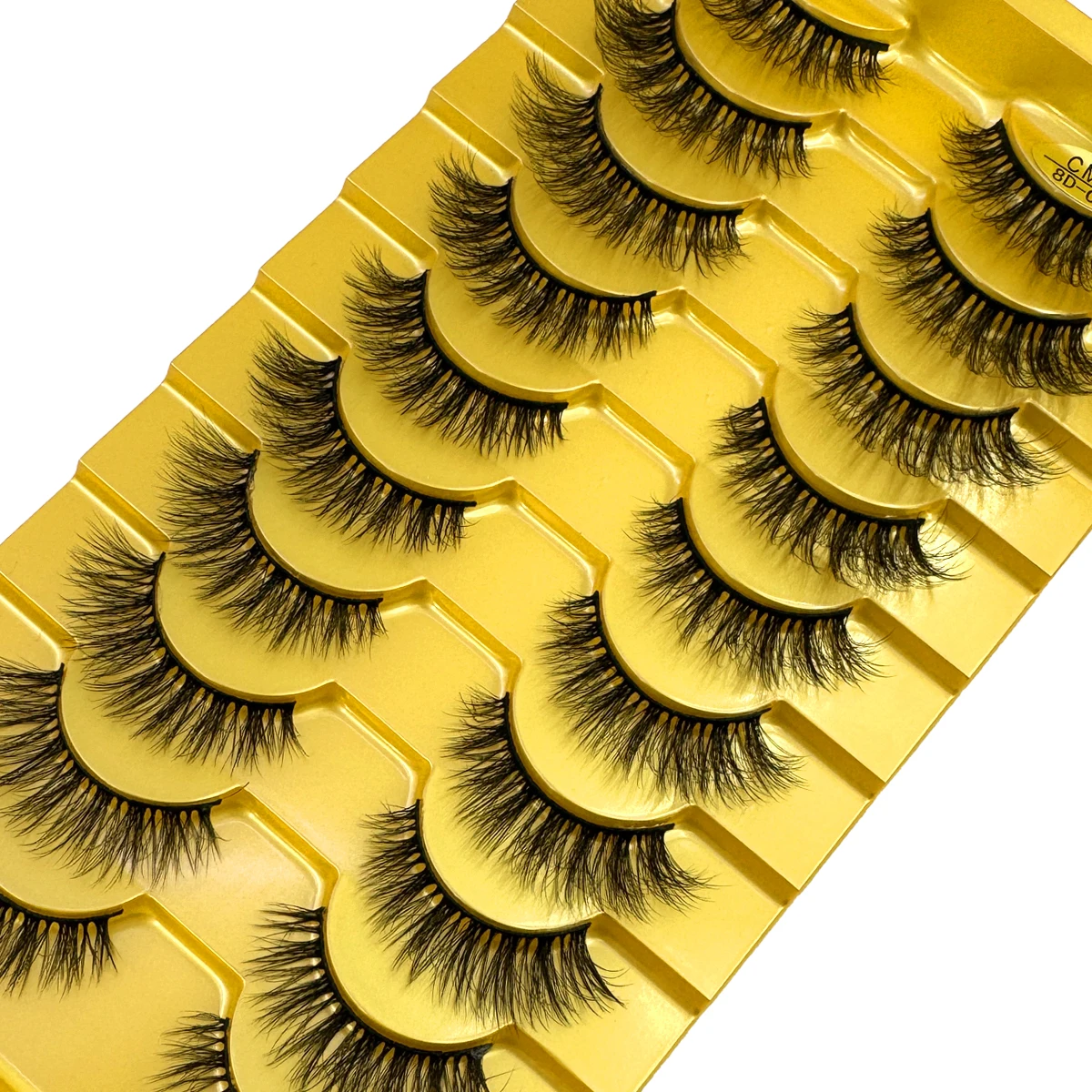 جديد 10 أزواج رموش عين القط ثلاثية الأبعاد رموش صناعية طبيعية رقيق لينة عبر مانغا جلدة Wispy رموش تمديد طبيعية ماكياج