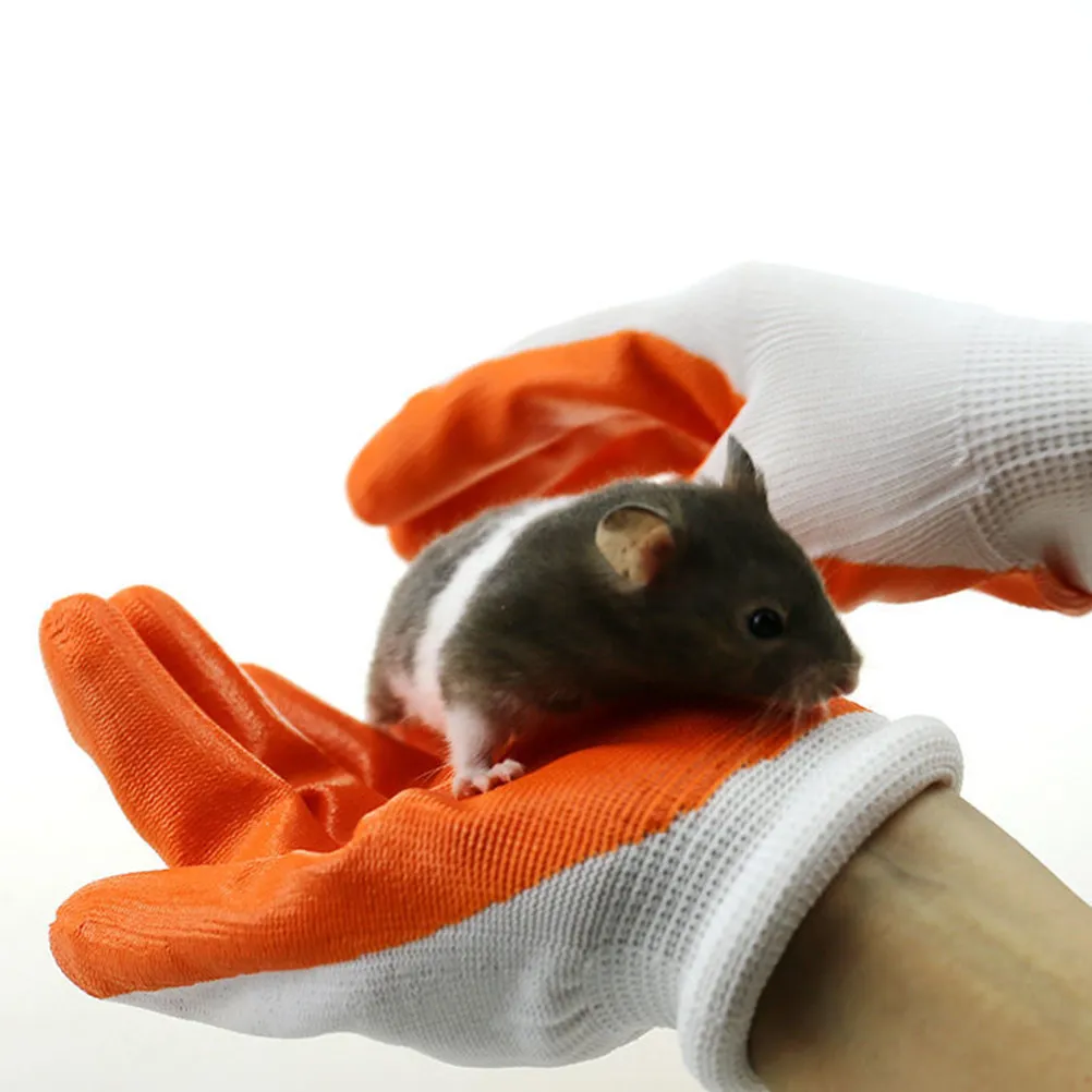 1Pair Animal Protection Gloves Bite Proof Thick Rubber Material Breathable Comfortable for Small Pet Raising Cleaning Handling