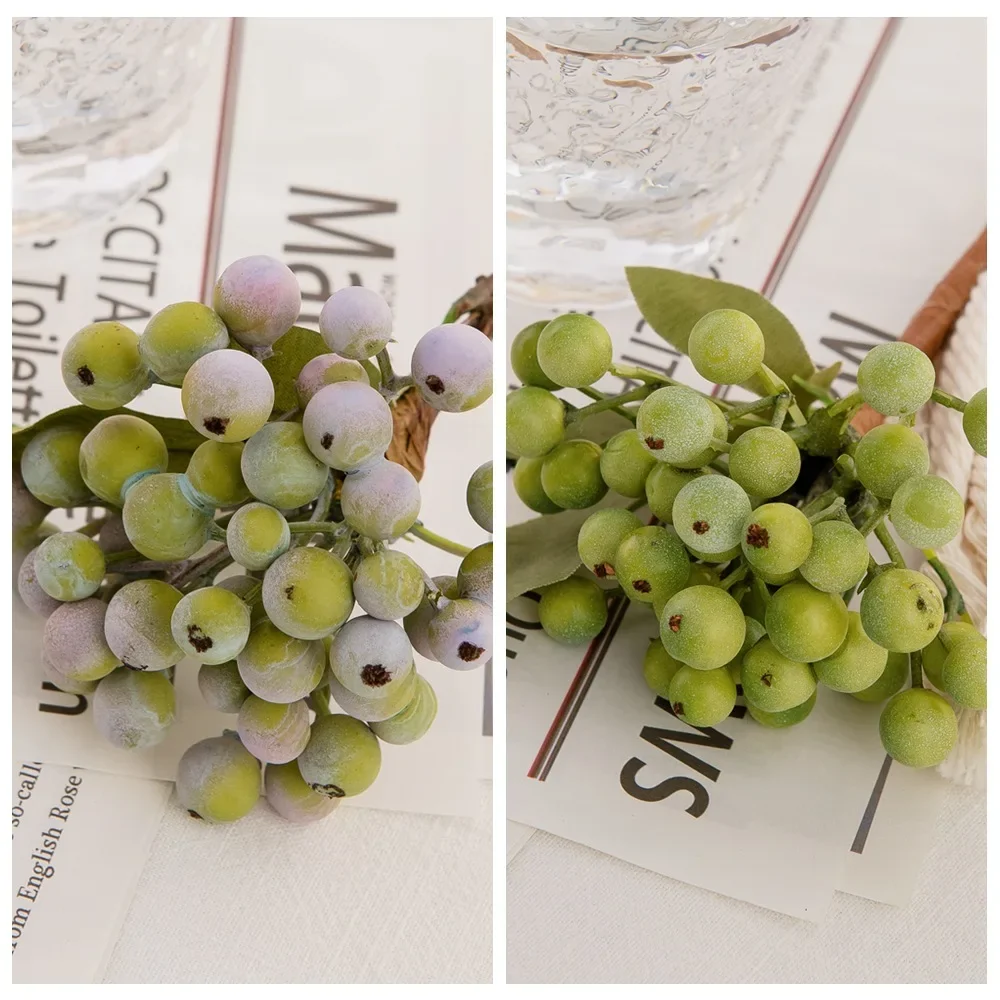 1pc Artificial Green Foam Berry Plants Branch for Christmas Decoration Berries Diy Home Wedding Bouquet Party Flower Arrangement