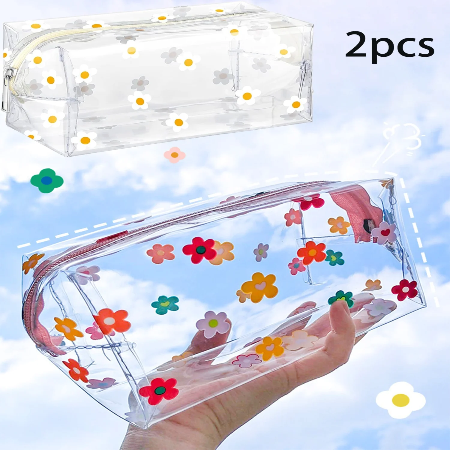 

2pcs Small Pattern Makeup Bag, Portable Toiletry Bag For Women's Travel, Vacation, And Daily Use