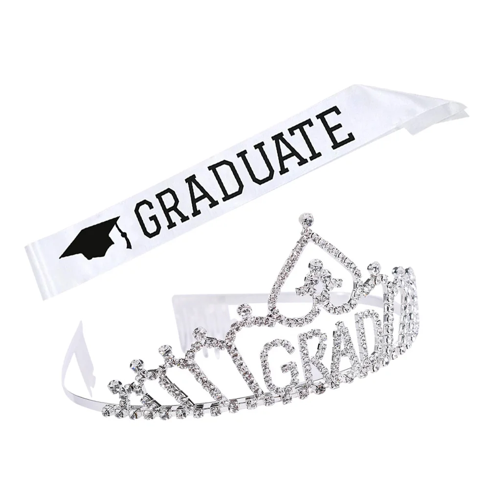 

2Pcs Sash Set Graduation Party Decorative Etiquette Belt Prom Accessories Festive Bright Letter Printing School Theme