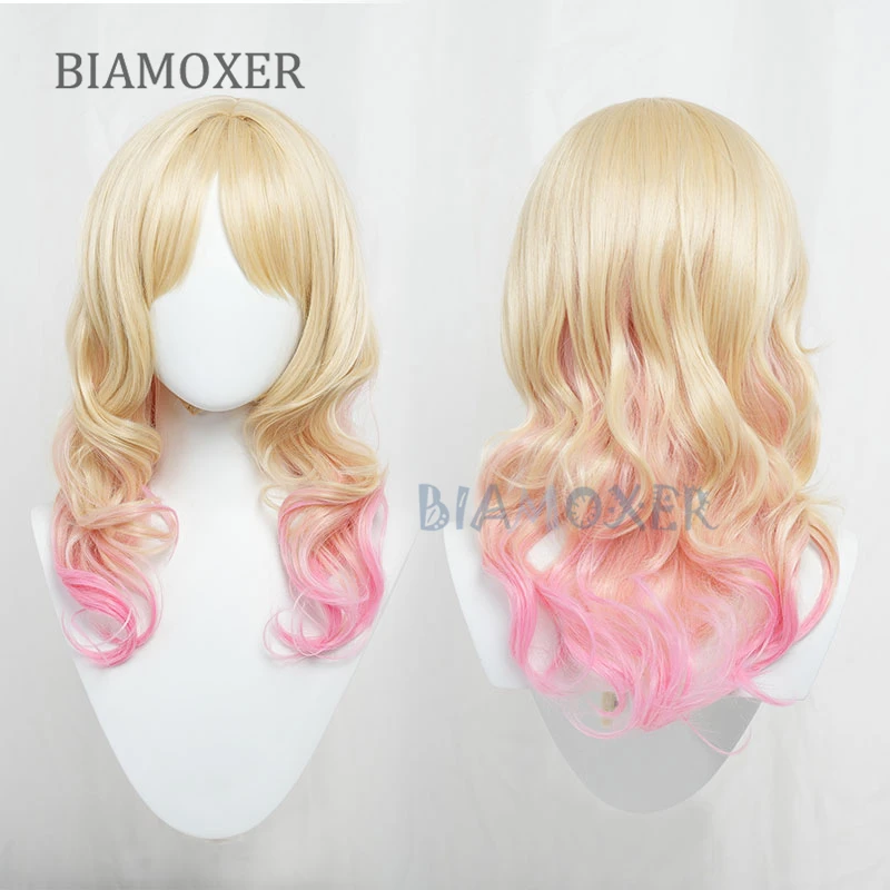 Komori Yui Peluca de Cosplay de 45cm de largo, horquilla para amantes, cabello sintético Rosa liso para juegos de rol de adultos