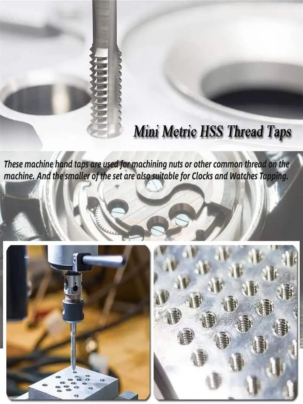 7 Piece Metric Thread Tap Set, HSS Tapping Tool Set M3 M4 M5 M6 M8 M10 M12 Hand Tap Set Thread Tapping Tool Set