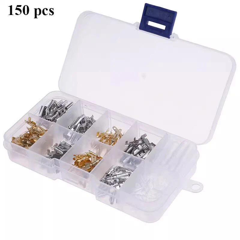 150PCS 2.8/4.8/6.3mm cold-pressed terminal, spring, blade, male/female butt connection terminal block