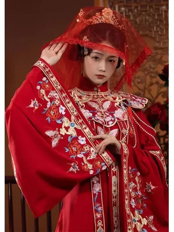 

Chinese Style Cosplay Costume Heavy Industry Embroidery Ming Dynasty Wedding Dress Horse Face Skirt Hanfu Suit