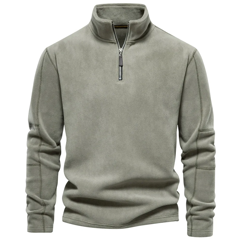 Men's Autumn And Winter New Item Half Zipper Long Sleeved Sweatshirt Stand Up Collar Trendy Versatile Men's Fleece Top