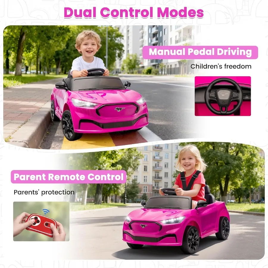 Auto da giro elettrica per bambini, Auto elettrica per bambini 12V con telecomando, Giocattoli da giro per bambini con luci a LED, Lettore musicale