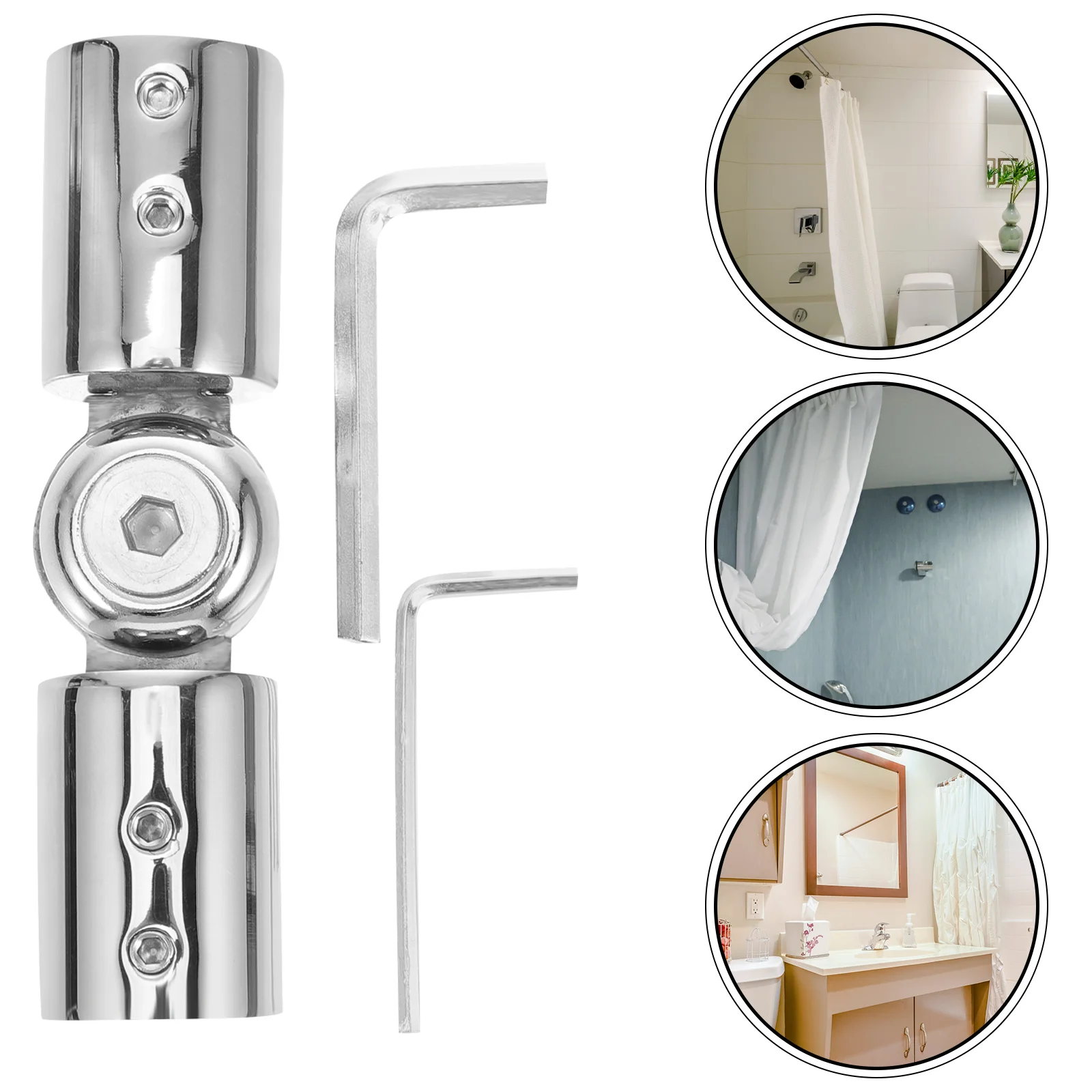 Drapery Rods Hinges Universal Corner Metal Curtain Elbow Connector Hinged Shower Room