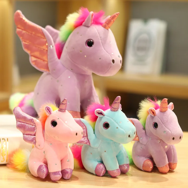 Cute Cartoon Angel Unicorn Plush Toys Sitting Pegasus Stuffed Animal Plush Dolls kawaii Flying Horse Pendant Girls Birthday Gift