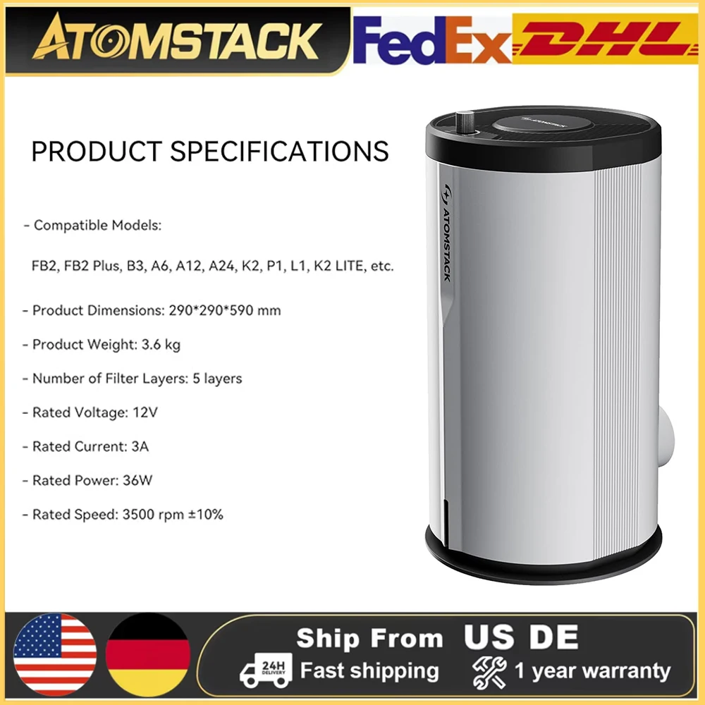 

ATOMSTACK D3 Air Purifier for Laser Engraver Smoke Purifier for Laser Engraver for Laser Engraving Machine P1 Kraft A24 Ultra
