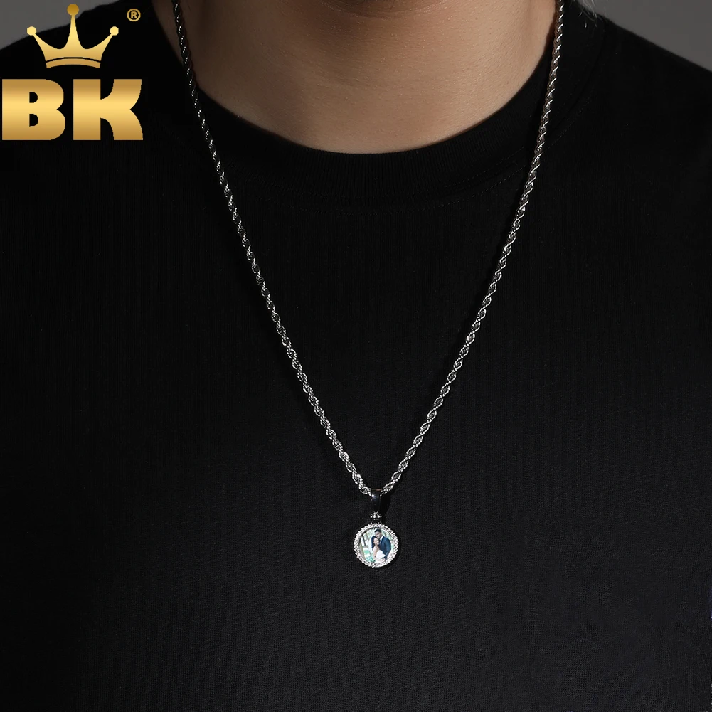 

THE BLING KING Custom Mini Size Photo Pendant Necklace Engrave Name Iced Out CZ DIY Pictures Hiphop Jewelry Memory Gifts