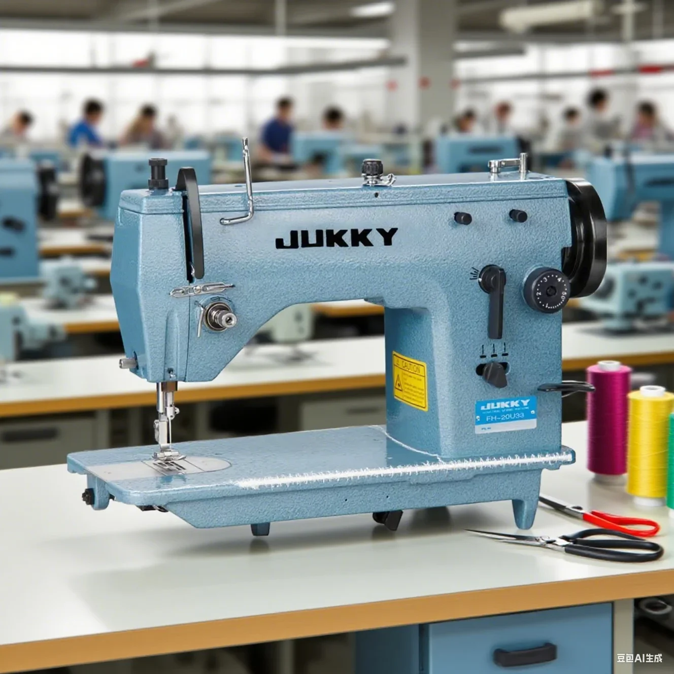 Máquina de Costura Industrial JUKKY JK20U33 com Transporte Triplo para Calçados e Couro (Somente Cabeçote)