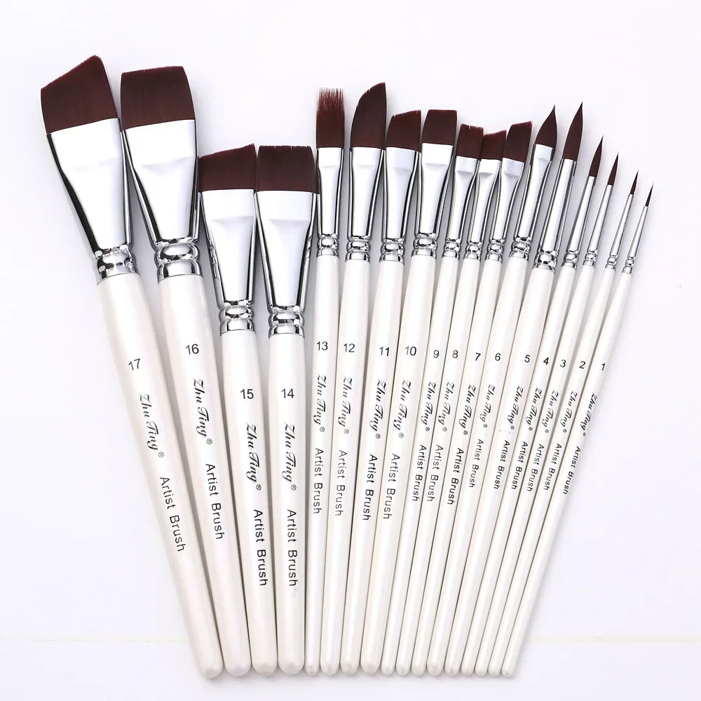 17 pcs Professional Face Body Paint Brushes High Quality White Painting Body Artist Brush For Makeup Set Kids Watercolor Art