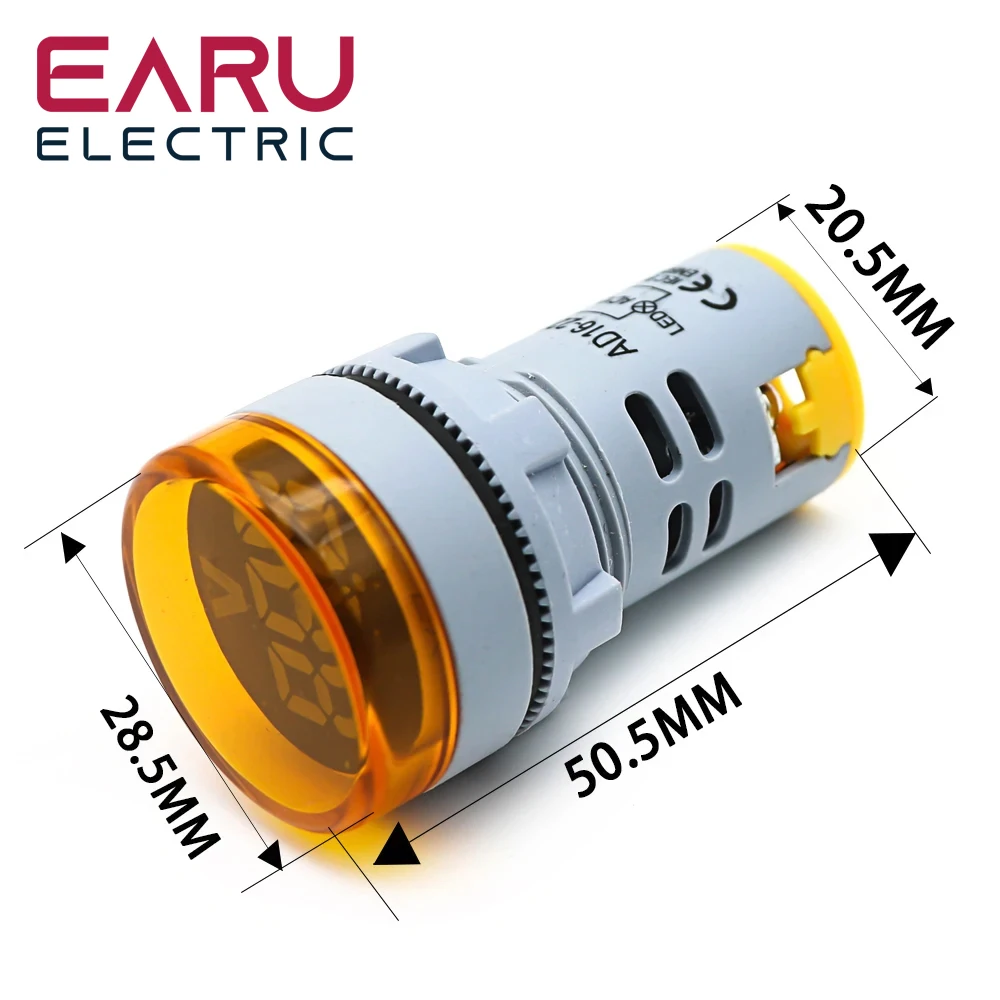 DIY Mini Digital Voltmeter 22mm Round AC 12-500V Volt Voltage Tester Meter Monitor Power LED Indicator Pilot Lamp Light Display